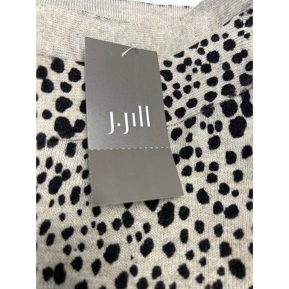 J. Jill Lightweight Cotton Blend Tan Animal Print Sweater Women’s Size XS - NWT - Picture 2 of 9